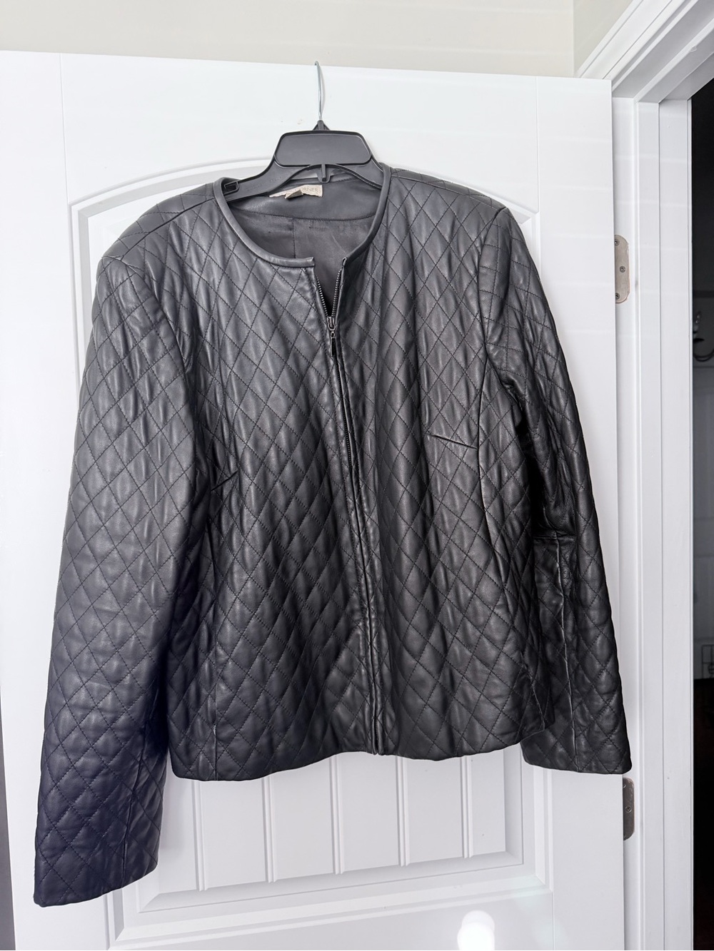 Casual Corner Quilted Black Leather Jacket - Women